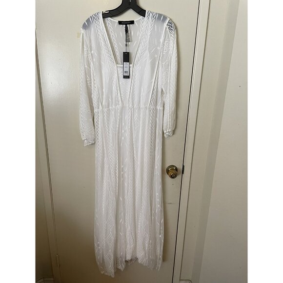 BCBGMAXAZRIA AVA V-NECK MIDI DRESS Size Large New - Picture 1 of 15